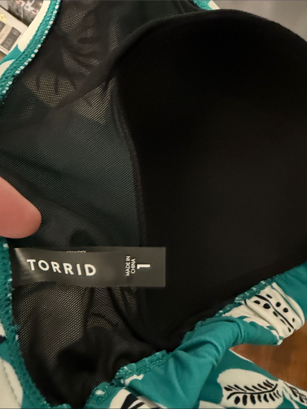 Torrid Teal and Black/White Floral Bikini Top - Picture 3 of 4